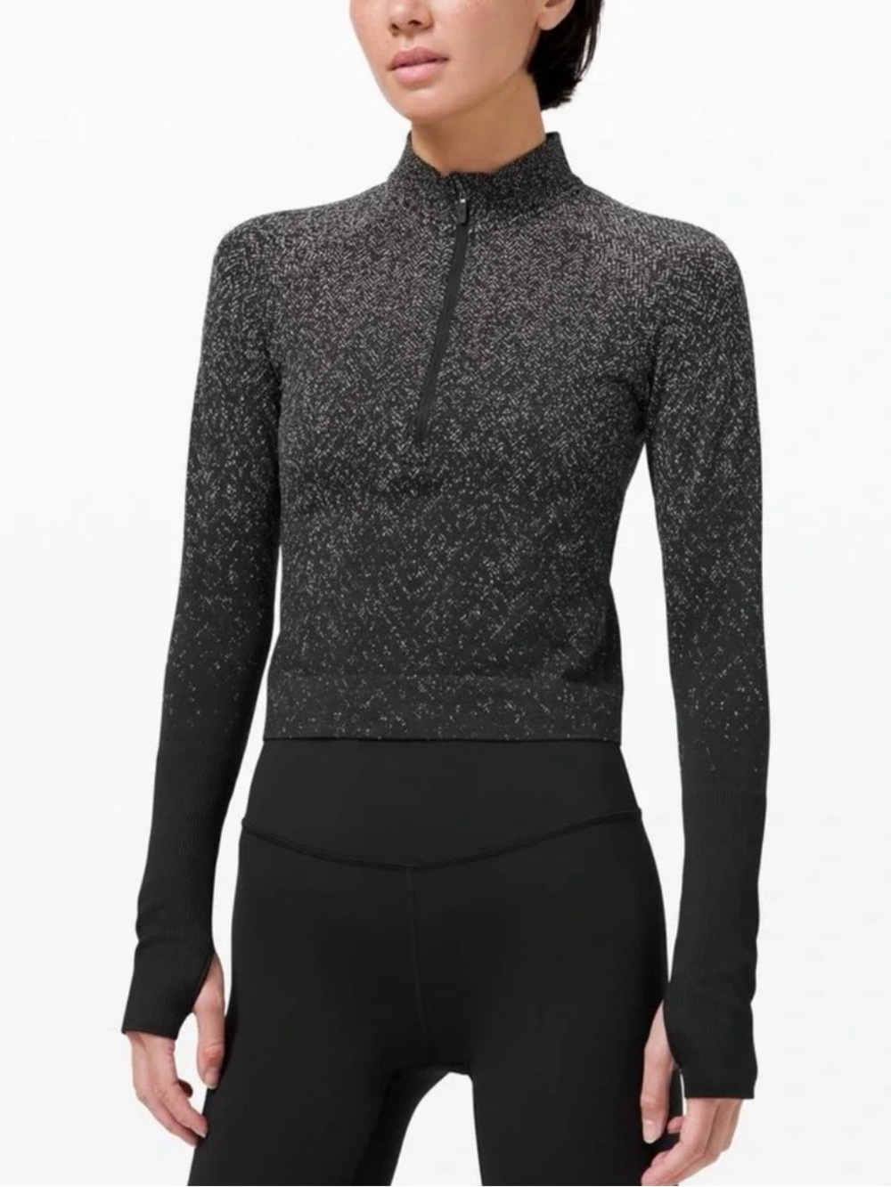 Lululemon Rest Less Cropped 1/2 Zip Top - Black